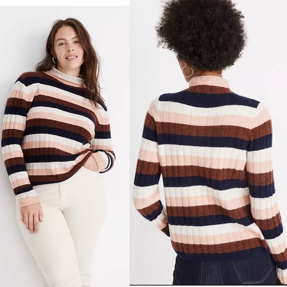 Madewell Striped Evercrest Turtleneck Sweater in Coziest Yarn women’s size small - Picture 1 of 4